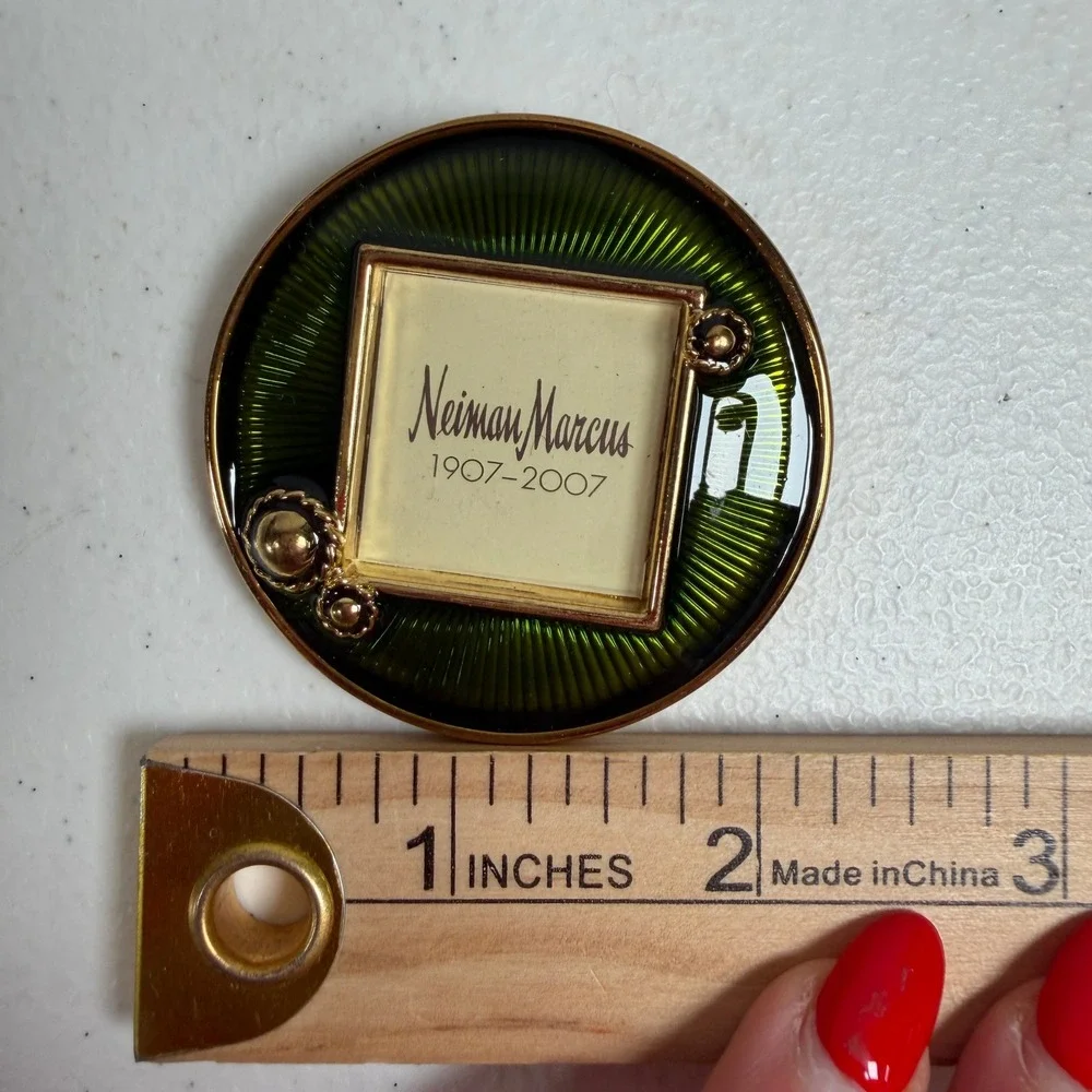 Neiman Marcus Jay Strongwater 1907-2007 Green Enamel Frame Pin Brooch Set of 5